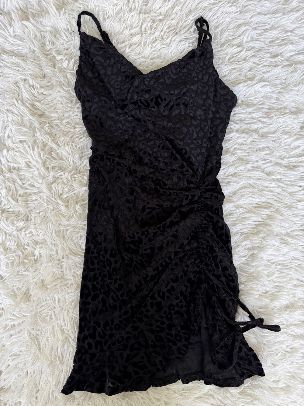 Iris Black Velvet Ruched Sexy Dress Size Small